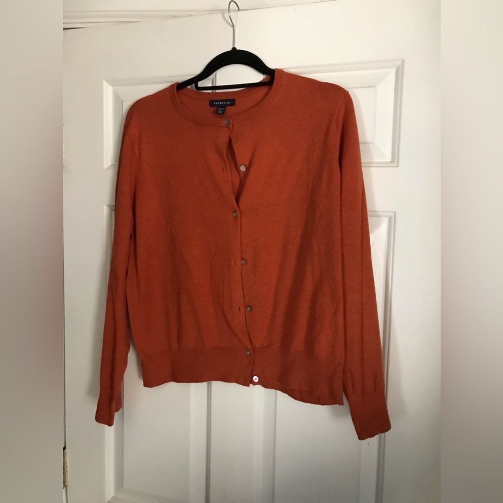 Lands’ End Orange Cardigan Size XL Petite